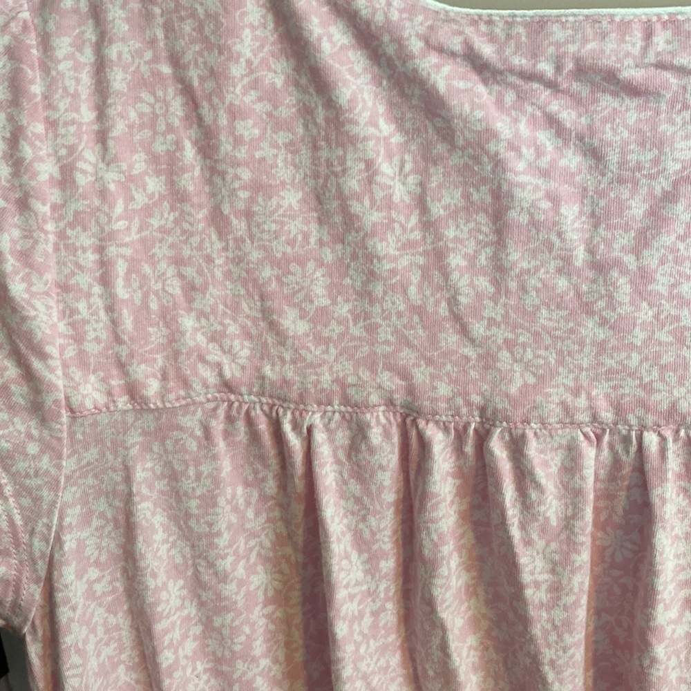 Eileen West Pink Floral Cap Sleeve Night Dress Lace Button Yoke EUC - Picture 8 of 11